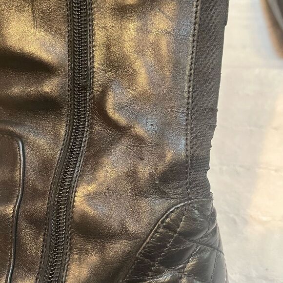 Aquatalia Geneva Black Leather Riding Boots Size 8 - Picture 9 of 10